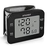 Wrist Blood Pressure Monitor, HYLOGY Digital Blood Pressure Machine, Voice Broadcast and Large LCD Display, Comfortable Adjustable Cuff with Heart Rate Pulse, Two Users with 2 * 90 Memory