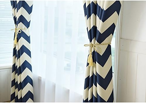 Window Blackout Curtains Bedroom Eyelet Top White Blue Stripes Drapes 2 Panels52"W*54"L