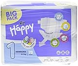 Bella Baby Happy Windeln groß 1 – Newborn, 2-5 kg, 1er Pack (1 x 78 Stück) - 2