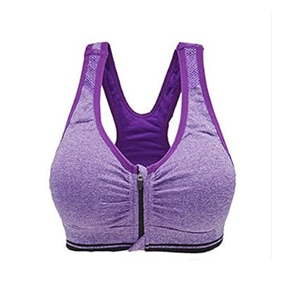 Westeng Femme Soutien-gorge de Sport Lingerie avant Zipper Brassière Sport Push Up Bra Courir Vest Coussinets Amovibles pour Fitness Jogging Yoga Course - S