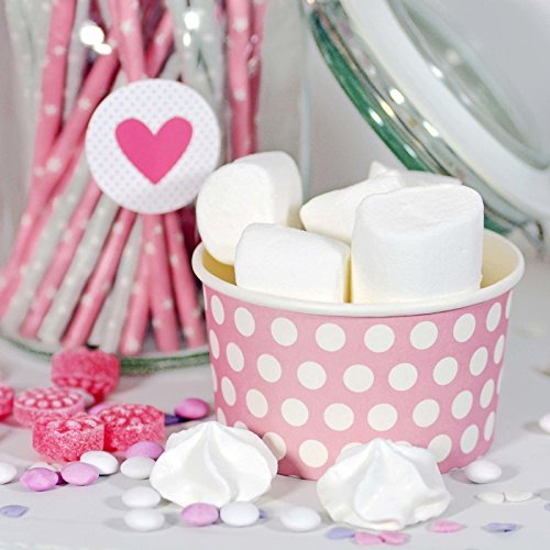 Partyset Geschirr 61 Teile – Teller, Becher, Trinkhalme, Eisbecher mit Sternen und Punkten - 2