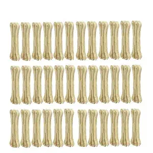 Furry Critters Dog Chew Bone 4 Inches Rawhide Pressed Bone Calcium Treat Dog Bones Pack of 36(4 INCH Bone)