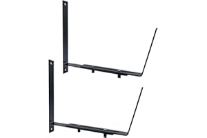 Hwtcjx Pack of 2 Balcony Flower Box Brackets, Window Planter Brackets, Adjustable Flower Box Bracket, Shelf Bracket, Balcony Flower Box Holder for Pipe Railing, Wall, Ledge (Black)