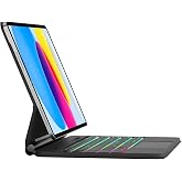 m.tk moveteck Apple iPad A16 2025 Uyumlu Magic Uyumlu Touchpad Işıklı Klavyeli Tablet Kılıf, Siyah