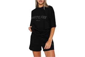 TTNTTR 𝙒𝙝𝙞𝙩𝙚 𝙁𝙤𝙭 Women Tracksuit Sets Short Sleeve T-shirt and Shorts 2 Piece Summer Outfits Y2k Oversized Solid Color Tops Gym Tunic Running Set Street Wear Sets for Teengage Girl