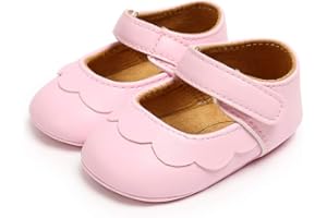 MASOCIO Scarpine Neonata in Morbida Pelle Scarpe Bambino Primi Passi con Suole Morbide Scarpette Antiscivolo per Bimba 0-18 Mesi