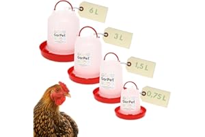 GarPet Hühnertränke Hühner Zubehör Wassertränke Hühner Geflügeltränke Automatisch Wasserversorgung Für Geflügel Tränke Kükentränke Wasserspender Wachteltränke 1,5 L