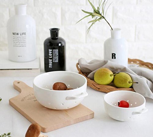 YoHom Seiher Klein Keramik Porzellan Colander Küche Sieb Schüssel für Gemüse Obst Küche Werkzeug, klein, weiß - 7