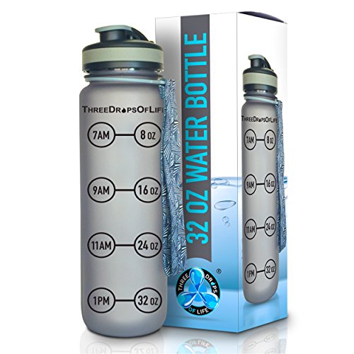 Three Drops of Life New 32oz Hydration Tracking Sports Water Bottle, BPA Free, Non-Toxic, Easy Flow Three Drops of Life New 32oz Hydration Tracking Sports Water Bottle, BPA Free, Non-Toxic, Easy Flow