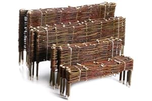 RG-VERTRIEB Weidenzaun Beeteinfassung Mähkante Beetumrandung aus Weide Steckzaun Rasenkante Beetbegrenzung mit Pflöcken Palisade (40x100cm, 5 Stück)