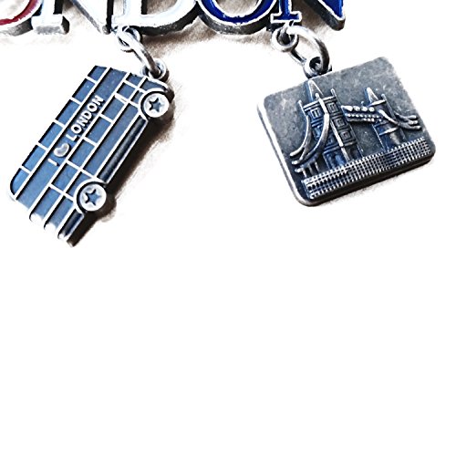 London Word Everything Union Jack Umbrella Dangle Metal Magnet Bus, Big Ben, Tower Bridge, London Eye by My London Souvenirs - 3
