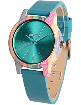 Bewell Damen Fashion Holz Armbanduhr Analog Quarz Bewegung echtem Lederband Uhren für Frauen Unisex Zubehör