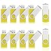 Produktbild J-boxing 10 Stück USB-Stick Einklappbarer USB 2.0 Speicherstick USB-Flash-Laufwerk Memory Stick (1GB, Gelb)