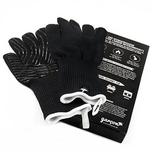 Ofenhandschuhe hitzebeständig und feuerfest bis zu 500 °C im 2er Set – 36cm extra lang für den sicheren Einsatz als Grillhandschuhe & Topfhandschuhe zum Kochen, Grillen oder Backen – schwarz - 2