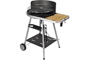 SOMAGIC Barbecue Charbon de Bois avec Cuve en Fonte et Soufflerie Turbomagic sur Chariot, 86cm x 95cm