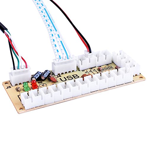 Quimat Cero Retraso Juego de Arcade Joystick USB Codificador Kit de Bricolaje PC para Mame Jamma Raspberry Pi y Juego de Lucha Rojo QR02