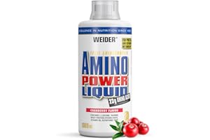 ‎WEIDER Weider - Amino Power Liquid - Flüssiges Hydrolysiertes Protein - Aminosäuren - 23g Protein pro 45 ml für Muskelaufbau - Mit L-Leucin, Taurin, Vitamin B6 - 1 Liter - Cranberry