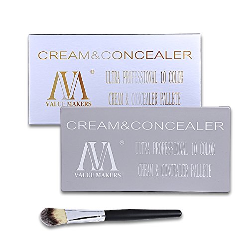 Make up Sets,VALUE MAKERS Pro 10 Farben Gesicht Contouring Make up Camouflage Mit Foundation Pinsel + Schminkspiegel - 7