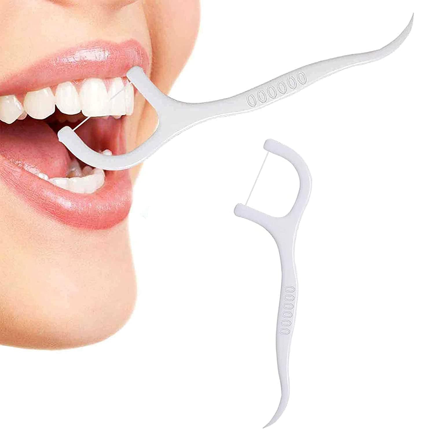 INOVERA (LABEL) Thin Thread Dental Floss Picks Toothpick Tooth Flossers Sticks Oral Care for Adult & Child (White)