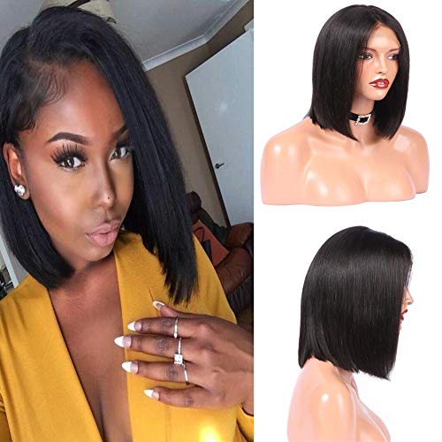 Pizzo frontale parrucca, dritto con parte centrale, capelli umani Bob WIG 130% Density, brasiliano full-head Remy Lace WIG Preplucked