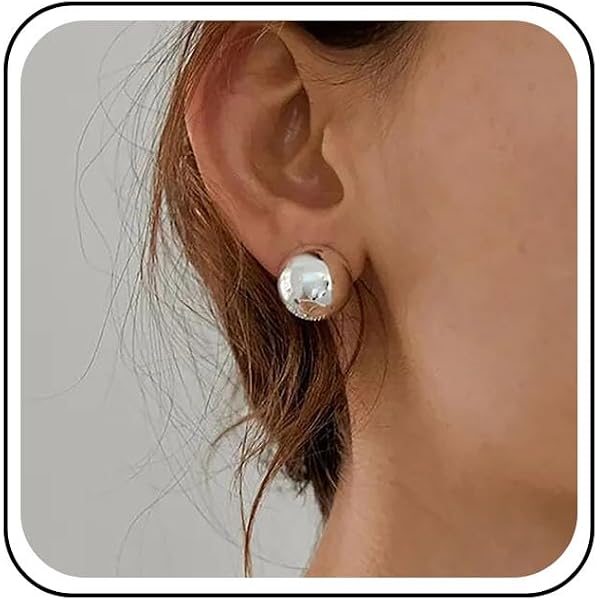 Orecchini A Bottone A Mezza Sfera In Acciaio Inox Placcato Oro 18k – Ipoallergenici Per Donne E Ragazze - 3