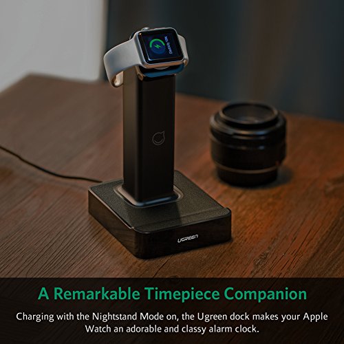 UGREEN Watch Ladestation Ladegeräte Ständer mit integriertem Magnet Charger Dock Kabel Kompatibel mit für Apple Watch Series 1 und Apple Watch Series 2 Schwarz - 5