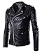 Produktbild Herren PU Lederjacke Brando Jacke Kunstleder Biker Motorrad Slim Fit Freizeit Jacke Schwarz L