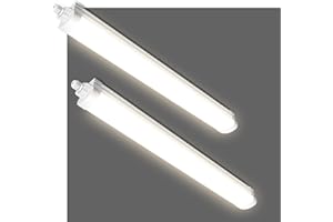 ALUSSO 2x Plafoniera da Officina 60CM,20W 2400LM Tubo Led Impermeabile IP65 Bianco Naturale 4000K Plafoniere LED per Garage Ufficio Cantina Cucina Supermercato Bagno Seminterrato