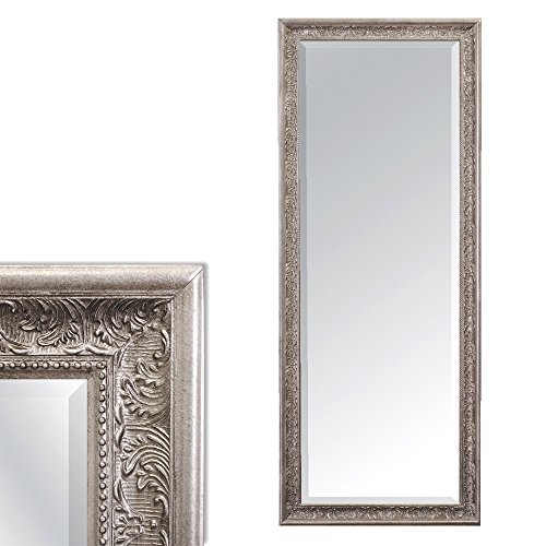 Pompöser Barock Spiegel FIORA 130x50cm antik-silber ANTIK Holzrahmen
