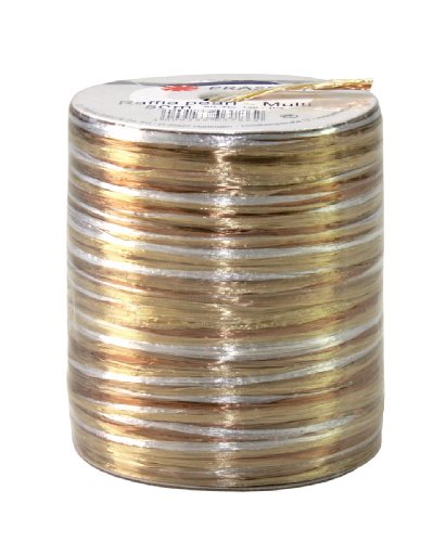 Präsent 50-m-Spule RAFFIA-PEARL-Multicolour - Dekobastband, creme/bunt