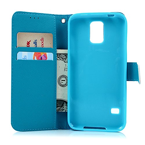 Badalink Case für Samsung Galaxy S5 9600 I9600 PU Leder (TPU innere Schicht) Tasche Flipcase Gemalt Schutzhülle mit Kreditkarteninhaber Kippständer Magnet-Schloss Handyhülle Dual-Traumfänger - 9
