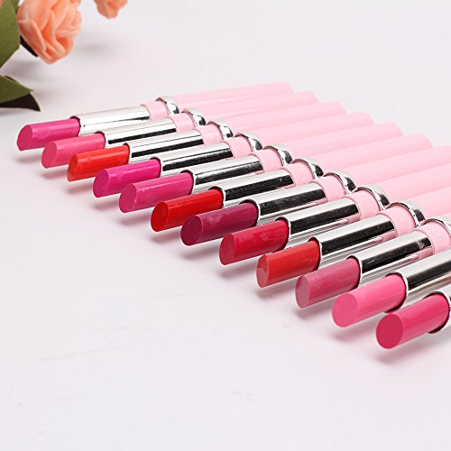 Merssavo 12 Farben Lippenstift Kosmetik Make-up Pink Rod Lipgloss Lippenstift langlebig - 4