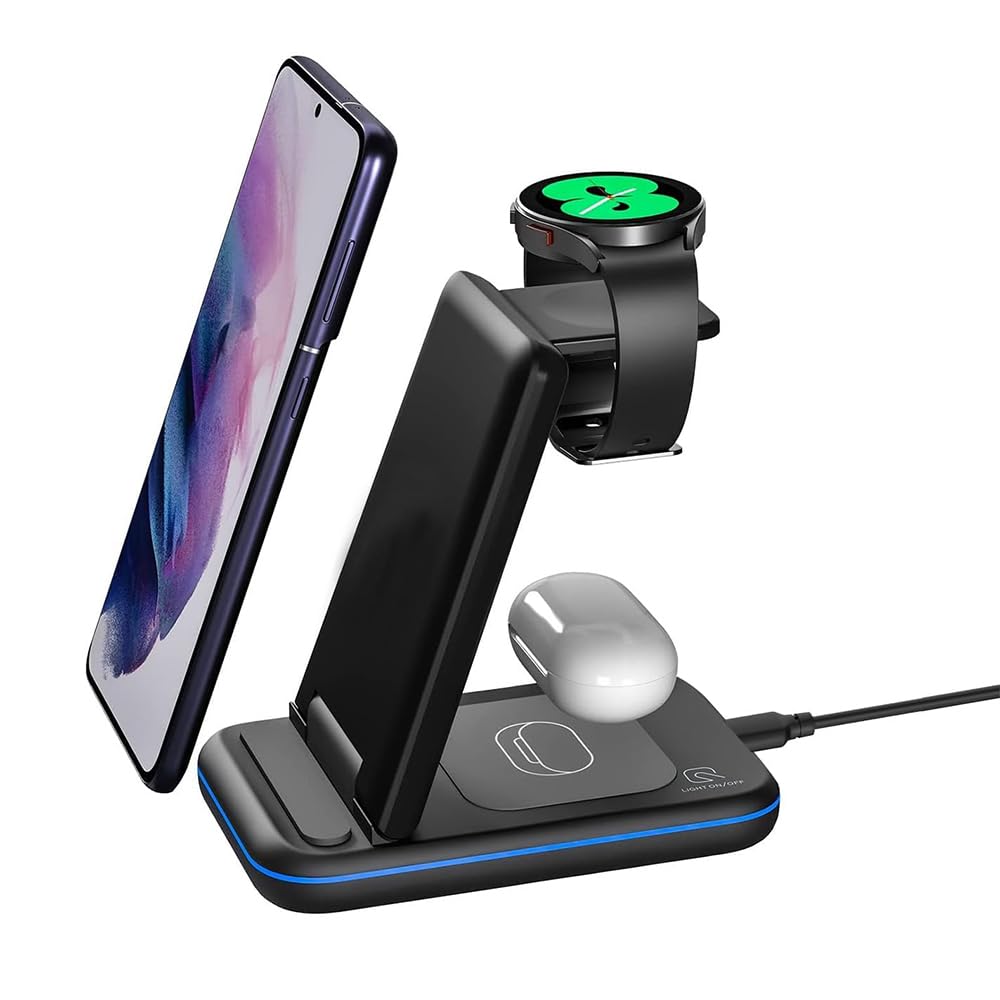 UNIGEN® Unidock 350 23W Foldable Fast Wireless Charger Compatible with Samsung S24 Ultra Plus S23 S22 S21 S20 Z Fold Flip 3/4/5/6Watch4/5/6/Pro/7/Active 1/2 Galaxy Buds323 Black