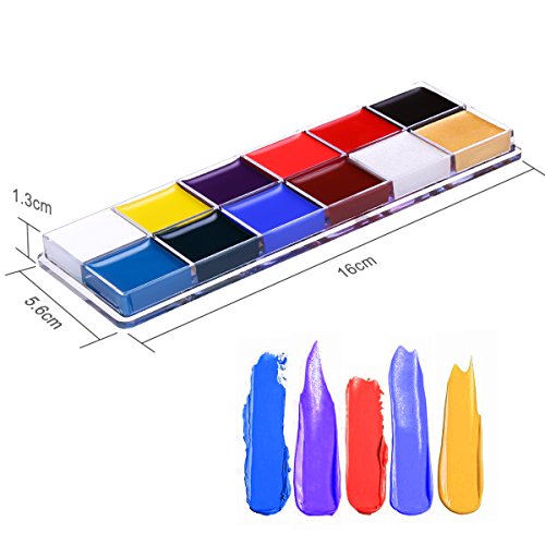VALUE MAKERS® 12x Körpermalfarbe Körperfarbe Set Make Up Schminke Palette Gesichtsfarbe Bodypaint Bodypainting - 5