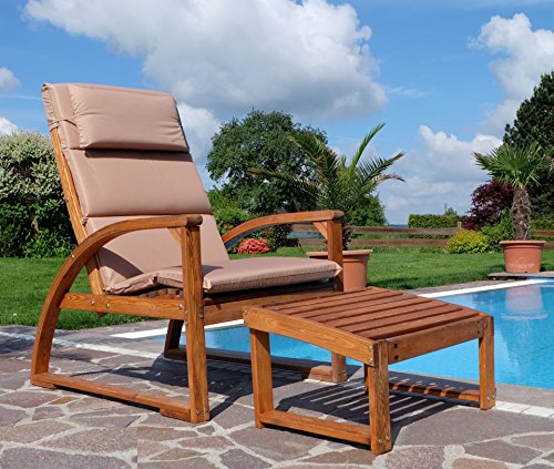 Deckchair extra large Sonnensessel BARBUDA aus Holz Lärche mit Sitzauflage und Kopfpolster extrem robust inkl. Fußauflage von AS-S - 4