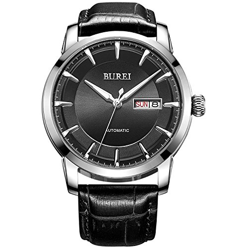 BUREI Herren Uhren Automechanische Uhren Wasserdicht Datumsanzeige Uhren Lederband Armbanduhren BUREI Herren Uhren Automechanische Uhren Wasserdicht Datumsanzeige Uhren Lederband Armbanduhren