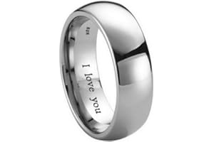BESTTOHAVE - Mens Titanium Wedding Engagement Engraved with I Love You Band Ring-Unisex