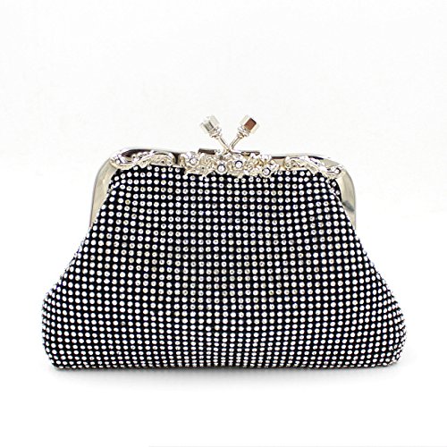 WYB Europäische und amerikanische hochwertigen Griff Abendtasche / Diamant / Strass Kupplung / Bankett Black