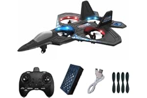 ZIKYNN 2.4GHz Remote Control Airplane – Foam Jet Fighter with LED Lights, 3 Speed Modes, 6-Axis Gyro, 4 Extra Propellers for Kids & Beginner Pilots