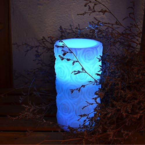 YAKii LED Color Changing Real Wax Candle with Rose Flowers for Valentines Day Decoration