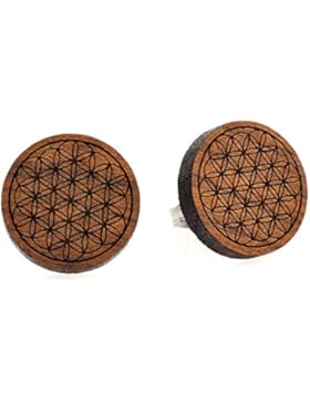 Blume des Lebens Ohrstecker - Nuss Massivholz - inkl. modernem Etui