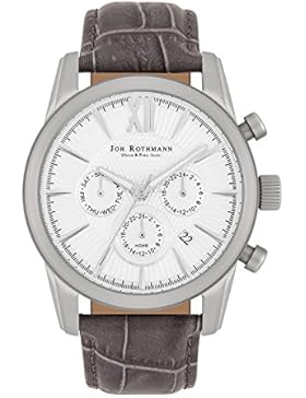 Joh. Rothmann Halvor Herren-Uhr Multifunktion 5 ATM silber Echtleder-Armband grau 10030144