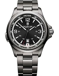 Victorinox de hombre 241665 Suiza Ejército noche Visión hielo oscuro gris Dial negro PVD acero reloj
