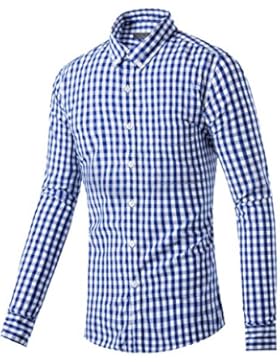 Cotton LKDJCWX Uomo Casuale Camicia A Maniche Lunghe A Quadri