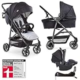 kinderwagen komplettset gebraucht AB DER GEBURT NUTZBAR - Babywanne für neugeborene Babys / Buggy für Kinder bis 5 Jahre (bis zu 25 kg) / Autositz inkl. ISOFIX Basis für Kinder bis 13 kg