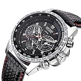 LLLS Men Fashion Sport Analogue Quartz Uhren komfortable Leder-Strap Business Casual Waterproof Black Men Uhren