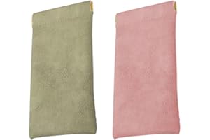 PYAIOVR 2 Pezzi PU Pelle Morbida Astuccio Occhiali Custodia Custodia Occhiali da Sole per occhiali da viaggio portatile Porta Occhiali da Borsa per Donna Uomo Rosa verde