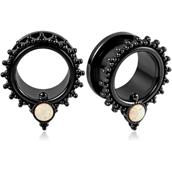 Vankula Écarteur Oreilles Pendentif Plug Tunnels Double Évasé Jauges Plume En Acier Inoxydable Piercing Bijoux Femmes Hommes 14mm(9/16") Noir