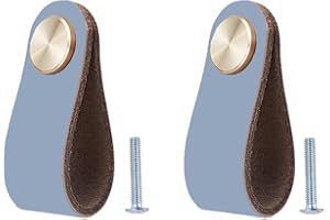 BOOLSFMAM 2 Pezzi Maniglie in Pelle per Mobili - Pomelli Cuoio per Cassettiera, Armadio e Cassetti - Tiretti e Manopole