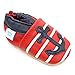 Soft Leather Baby boy Shoes with Suede Soles by Dotty Fish Red and Blue Anchors Unisex - 12-18 months
